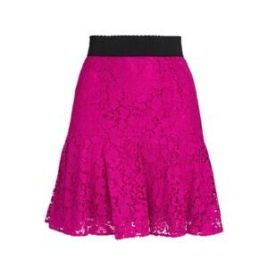 NWT Dolce & Gabbana Fuchsia Floral cordonetto Lace Mini Skirt IT 44 US L